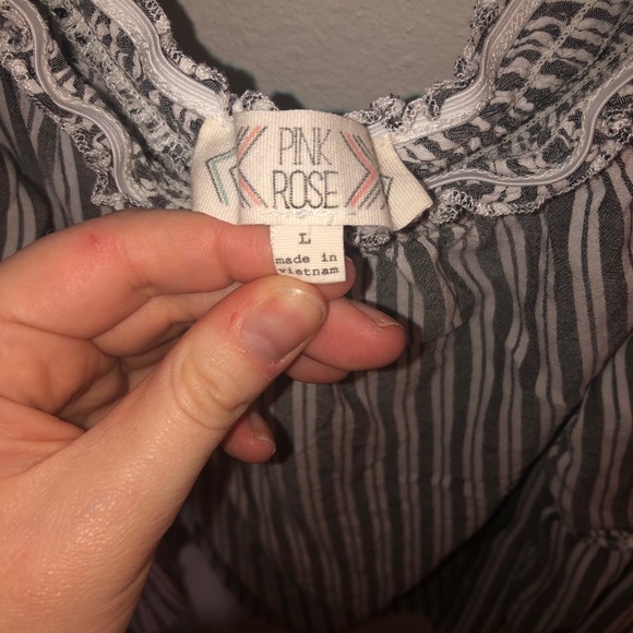 ⚡️PINK ROSE Off the Shoulder Top Strapless Flare Sleeve Striped Blouse | Large - Picture 3 of 3